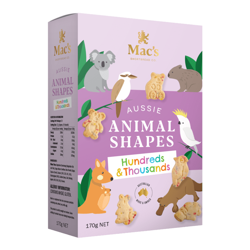 Mac's Hundreds & Thousands Aussie Animal Shapes 170g